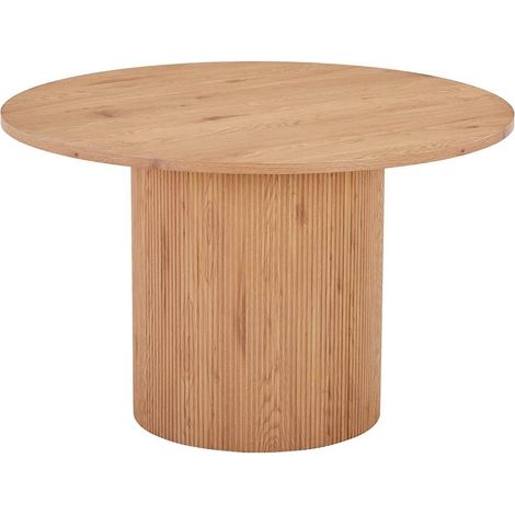 ANKARA - Table repas Ronde 120cm Pieds Relief MDF Effet bois naturel (1/4)
