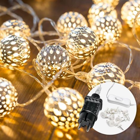Marokkanische Lichterkette für drinnen – 7 Meter & 20 warmweiße LEDs Mit Stecker Lichterkette fürs Schlafzimmer Lichterkette für drinnen Lichterketten-Dekoration Ramadan-Girlande (1/5)