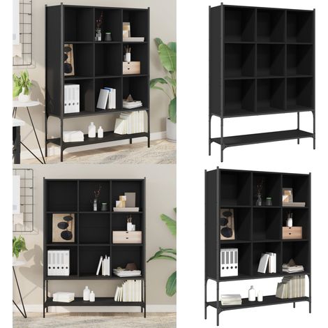 Bibliothèque noir 102x30x141,5 cm bois d'ingénierie - Bibliothèque - Meuble Rangement - Étagère Ouverte - Design Moderne - Mobilier Intérieur - Home & Living (1/5)
