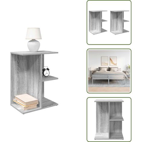 Nachttische 2 Stk. Grau Sonoma 46,5x29x61 cm Holzwerkstoff - Nachttisch - Nachttischschränke - Nachtschrank - Bettschrank