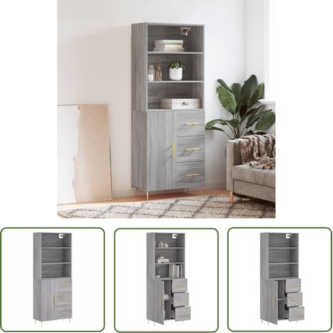 Maison Exclusive Highboard Grau Sonoma 69,5x34x180 cm (1/5)