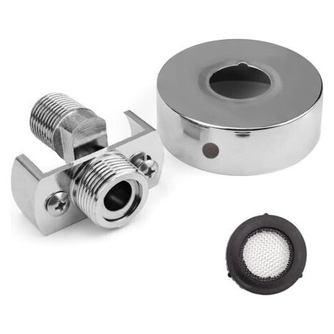 BUNTHAUS M20 Adaptateur Robinet Douche, Rotule Pivotante Laiton, Argent, Processus de Galvanoplastie, Avec Couvercle Décoratif, Raccord Excentré Mitigeur, Long