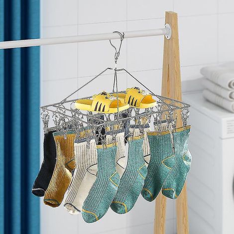 Étendoir à linge suspendu en acier inoxydable avec 40 pinces (1/4)