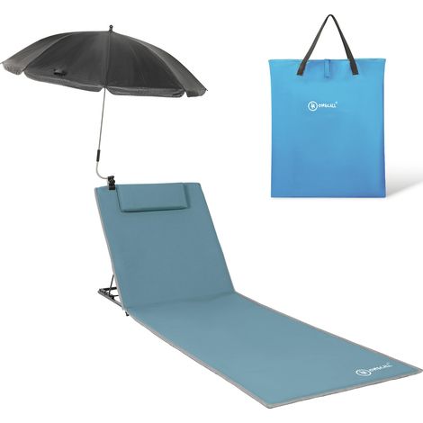 Matelas de plage rembourré à séchage rapide avec parasol intégré, format XXL (Bleu) (1/5)