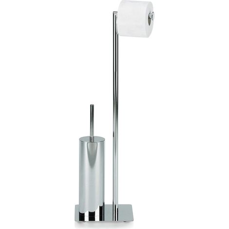 Garniture de WC avec Support de Papier Toilette et Porte-Brosse 71cm, Brosse de WC avec Porte-Brosse de WC fermé Style, métal Brillant (1/5)