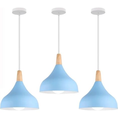 U-Do 3Pcs Suspension Luminaire Exquise E27 Lustre en Métal Bois Lampe illuminé design Vintage Lustre Plafonnier Intérieur (1/4)