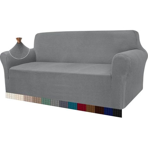 Sofabezug Stretch Jacquard Elastisch Haustiere Hunde 3 Sitzer Hellgrau (1/5)