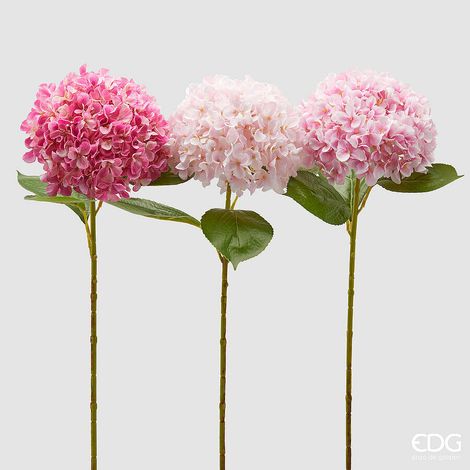 EDG Enzo De Gasperi Ortensia Ramo con Foglie Ass. H 65 Cm Pianta Artificiale Colore Rosa 1 Pz