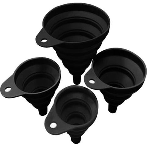 Lot de 4 Entonnoirs de Cuisine Pliables en Silicone pour Transfert de Liquide, Gadgets de Cuisine de Qualité Alimentaire (1/4)
