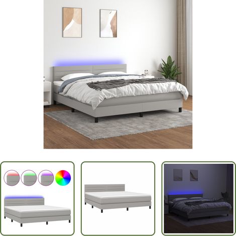 Matratze -  Boxspringbett mit Matratze & LED Hellgrau 180x200 cm Stoff (1/5)