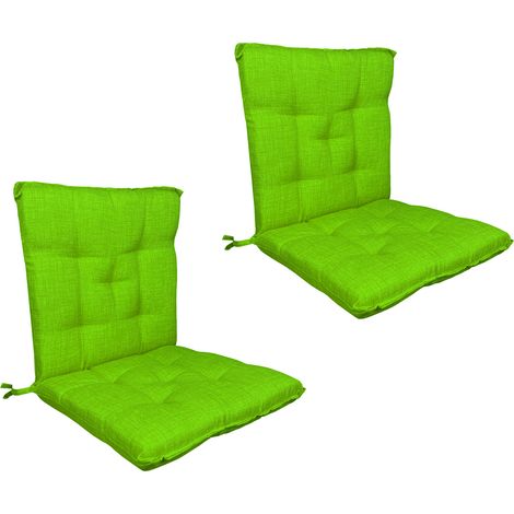 Set Cuscini Sedia Con Schienale Imbottiti Con Laccetti Banda Elastica 40 x 80 Cm Verde - 2 Pezzi