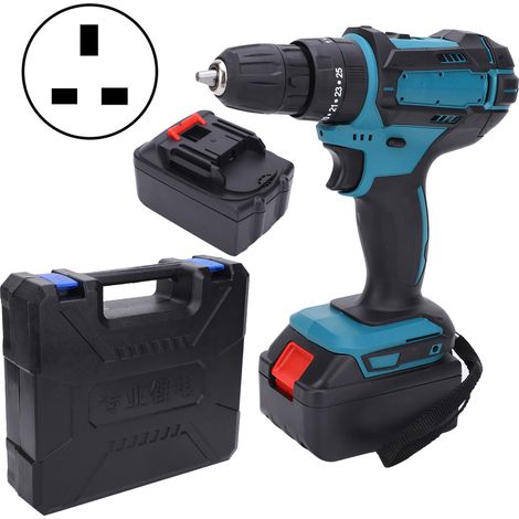 Perceuse sans fil à percussion sans balais, tournevis électrique rechargeable lithium-ion, outil de perçage polyvalent, alimentation 110-240V avec prise UK, usage professionnel et domestique (1/5)