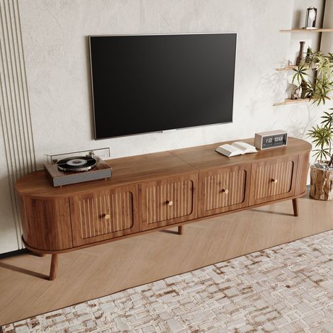 Meuble tv 180 x 38 x 47 cm quatre portes poignées dorées pieds en bois meuble bas design moderne (1/2)