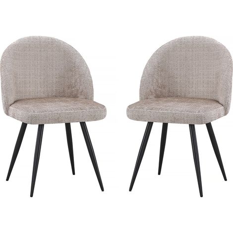 Lot de 2 chaises en tissu "Samuel" - 53 x 51 x 82 cm - Beige (1/4)