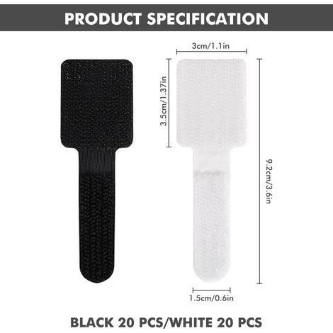 40 pièces Cable Management, organiseur câbles sous le bureau, nylon réutilisable gestion câbles pour bureau, support câbles table de nuit autocollante, câbles recharg (1/4)