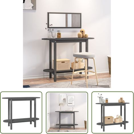The Living Store Table console Gris 110x40x80 cm Bois massif de pin - Table Basse - Meuble Entrée - Table Console - Table Design - Mobilier Intérieur (1/5)