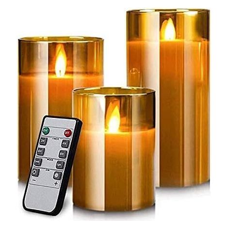 Bougies Led sans flamme avec Pôles avec minuterie à effet de verre à distance marron (1/4)