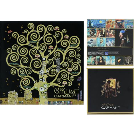 Dessous de verre SOUS la tasse Arbre de vie de Gustav Klimt, table noire, salon