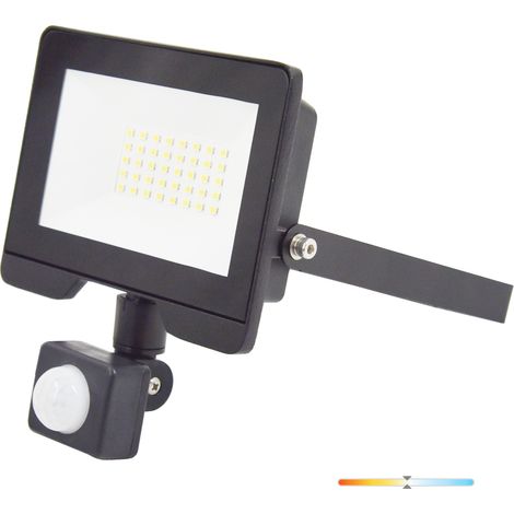 Projecteur LED extérieur 30 W 4000 K 2560 lm avec détecteur de mouvement noir IP54 MHC Kobi (1/3)
