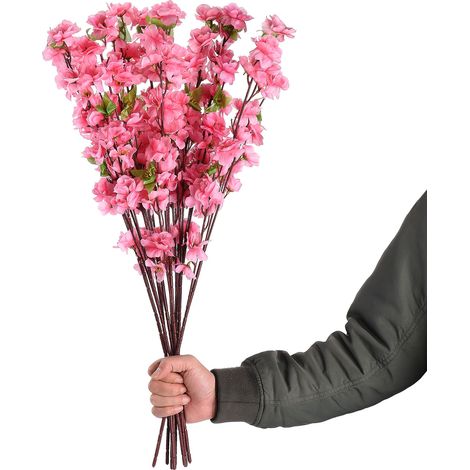 10 gebogene Zweige. 【65 cm kurze rosa】10 künstliche blühende Pfirsichzweige, künstliche Blumenzweige, Hochzeitsdekorationen, künstliche Pflanzen, künstliche Gartengestaltung. (1/2)