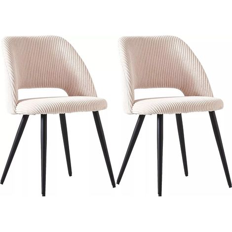 2PCS Dining Chairs Velvet Set Padded Seat Metal Leg Kitchen Chair Home Office,Beige