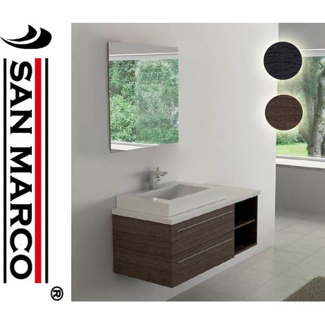 Mobile bagno sospeso 120 cm con 2 cassettoni a chiusura ammortizzata Noce