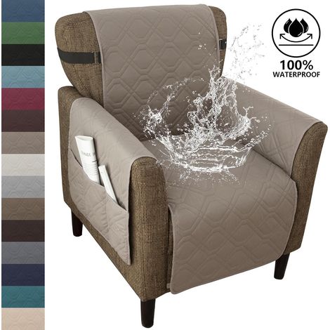 Housse de fauteuil 100 % imperméable, convient aux chaises d'appoint, fauteuils inclinables, chaises de bureau Kaki (1/5)