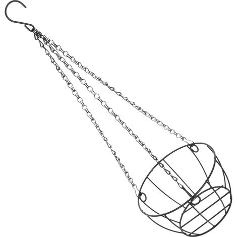 Minkissy Panier à plantes suspendu rond en fer noir, résistant aux intempéries et polyvalent (1/5)