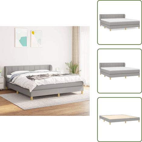 Sommier à lattes de lit avec matelas Gris clair 180x200cm Tissu - Lit Plateforme - Lit Tapissier - Literie - Matelas À Ressorts Ensachés - Tête De Lit Ajustable (1/5)