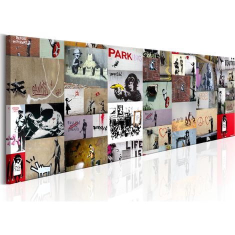 Tableau Imprimé "Art of Collage - Banksy II" 50 x 150 cm (1/2)