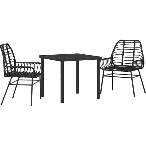 Maison Exclusive - Conjunto de Comedor de Jardín 3 uds. Negro rat (1/5)