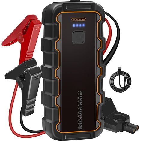Booster Batterie Voiture, 7000A Portable Démarreur Jump Starter, 12V Démarreur Voiture avec Lampe LED et Chargeur USB, pour SUV, Camions et Motos(6.0L Gaz ou Jusqu'à 3.0L Diesel) (1/5)
