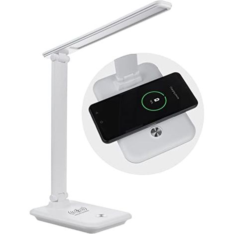 MACLEAN LAMPE DE BUREAU LED À INTENSITÉ VARIABLE LAMPE DE BUREAU 9W AVEC CHARGEUR QI À INDUCTION MCE616 W