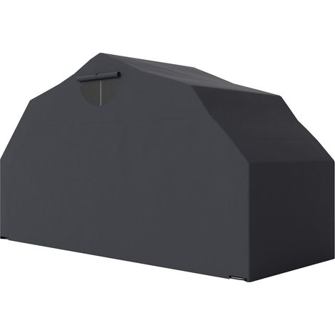 Motorrad Abdeckplane Faltbar Outdoor Motorradabdeckung mit Fenster Wasserdicht Motorradgarage Oxford Stoff Motorradplane Abdeckung für 2 Motorräder Motorroller 345cmx135cmx191cm Schwarz Aosom