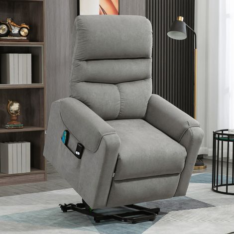 Sillón eléctrico elevador con masaje, calor y reclinación 150° gris oscuro OKWISH (1/5)