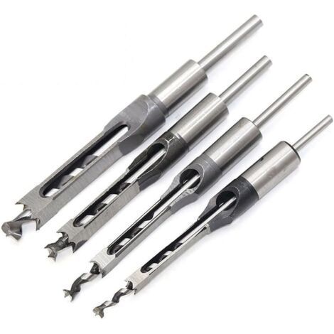 Set of 4 square hole chisels 1/4' to 1/2' - High speed steel - For precise drilling in wood - Compatible with drills and mortisers (1/5)