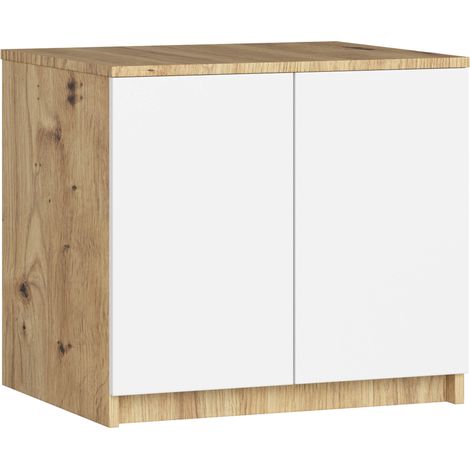 Schrankaufsatz für Kleiderschrank AKORD S60 Eiche Artisan 60 cm 2 Türen 2 Ebenen Front Weiß B60 x H55 x T51 cm (1/5)