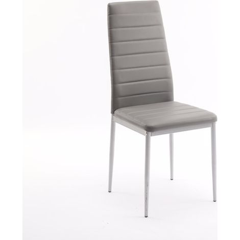 4pcs high back horizontal sewing decorative PVC dining chair round tube grey N101 (1/5)