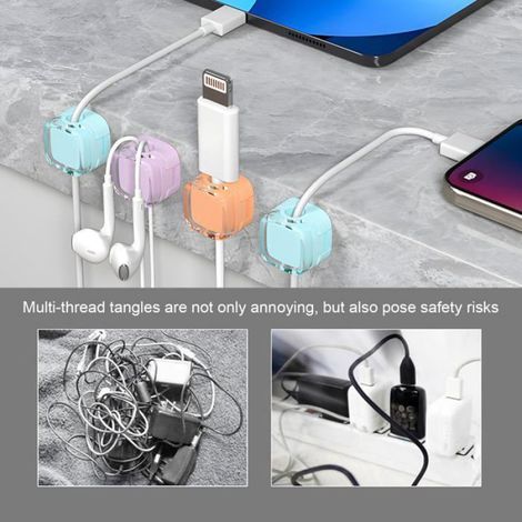 6 Supports Câble Magnétiques Noir, Fixation Bureau Table Nuit, Charge HDMI USB Audio (1/4)