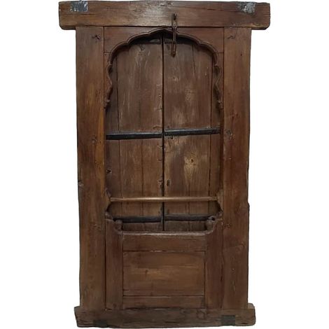 Ventana de madera acabado artesanal marrón 100x13x172h cm