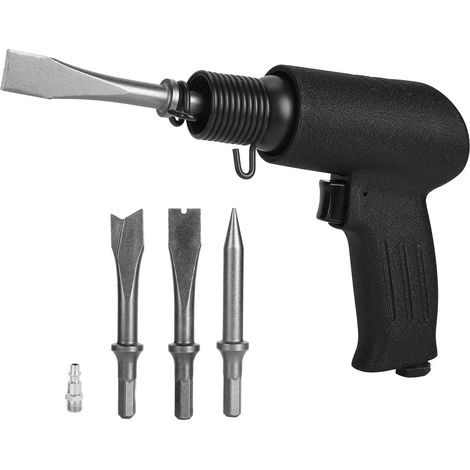 Marteau pneumatique 4200 coups/min, burin et pelle à air comprimé, kit d'outils pour la découpe, le pelletage et le rainurage (prise américaine). (1/5)