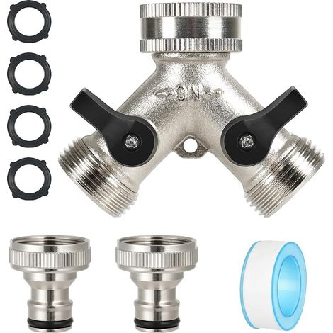 Répartiteur d'eau 2 voies 3/4 ", en Y, pour machine à laver et lave-vaisselle, avec interrupteur séparé (1/5)