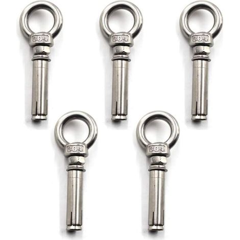 Anello di sollevamento in acciaio inox 304 M6 × 80 mm – Confezione da 5, resistente alla corrosione e adatto al sollevamento industriale.