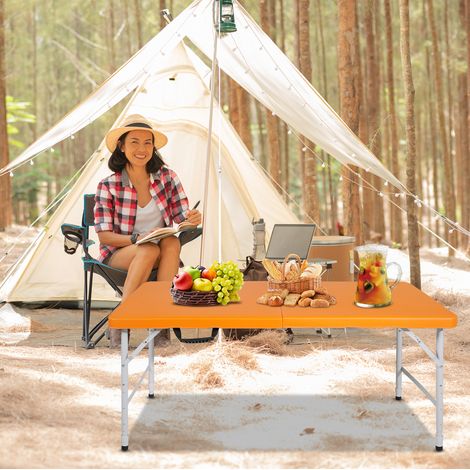 Table jardin pliante 125 cm réglable orange OKMYHOME (1/5)