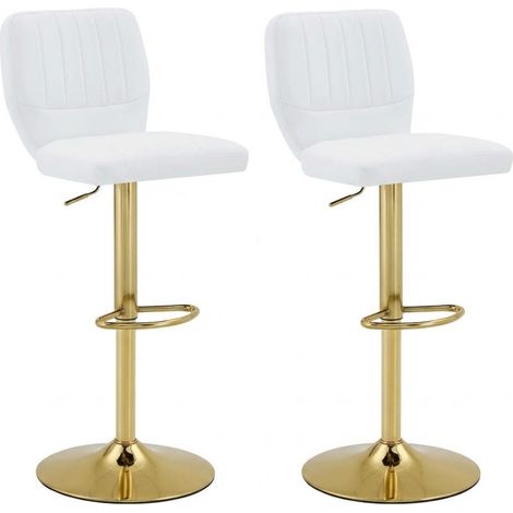Höhenverstellbarer Barhocker, weiß-gold, 62–83 cm, 360° drehbar
