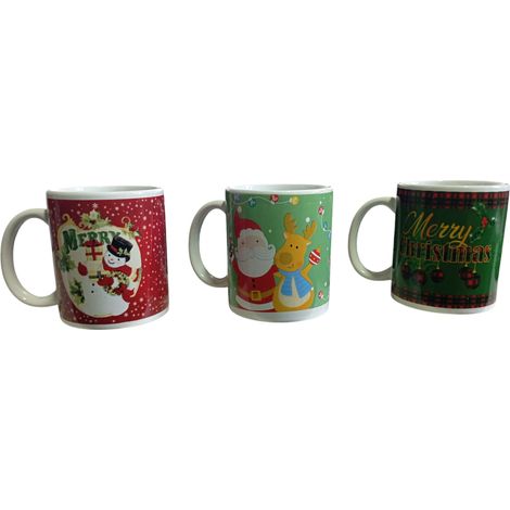 Set 3 Tazze colazione Tazzone da latte babbo natale pupazzo di neve merry christmas decorazioni  ottima idea regalo