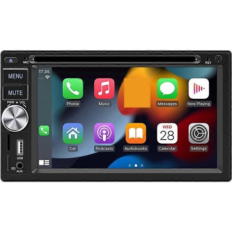 Compatible avec les téléphones Android filaires pour voiture, autoradio 2DIN de 6,2 pouces, lecteur multimédia DVD, CD et MP5, compatible CarPlay et Bluetooth, modèle S4800 (1/5)