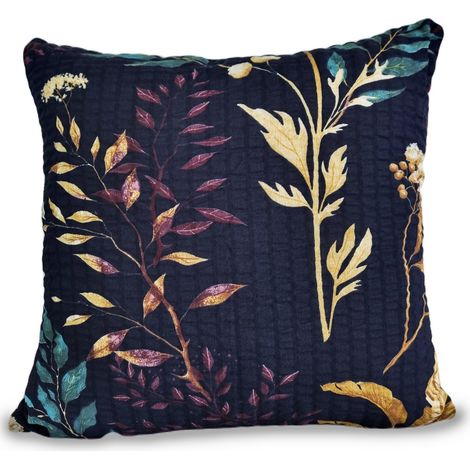 Federa in corteccia 40x40 blu navy con motivo di piante (1/2)