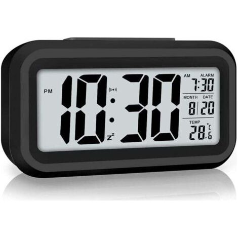 Sveglia digitale per camera da letto, orologio da scrivania a batteria, orologio digitale con luce notturna intelligente, display 12/24 ore, funzione snooze per chi ha il sonno pesante, regali di Nata
