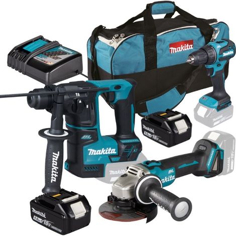 MAKITA Pack 3 outils 18V LXT DGA504 DDF490 DHR171 2x5Ah avec sac - LOT0430